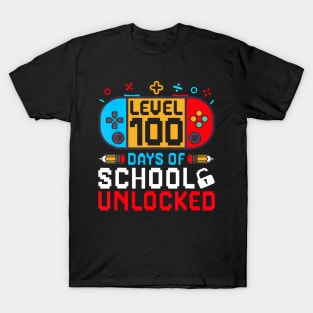 Level 100 Days Of School Unlocked Gamer Boys Funny 100th Day T-Shirt